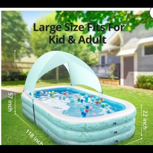 Above ground Pool with removable canopy for sun protection. Full size fits 4 - Picture 4 of 4